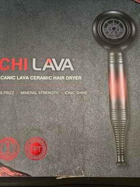 Chi Lava Ceramic Hair Dryer - Black with Red Accent